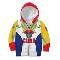 Cuba Coat of Arms Kid Hoodie Colorful Cuban Flag Shield with Red Yellow Blue Patriotic Design - Wonder Print Shop