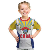 Cuba Coat of Arms Kid T Shirt Colorful Cuban Flag Shield with Red Yellow Blue Patriotic Design - Wonder Print Shop
