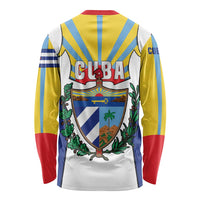 Cuba Coat of Arms Long Sleeve Shirt Colorful Cuban Flag Shield with Red Yellow Blue Patriotic Design - Wonder Print Shop