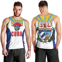 Cuba Coat of Arms Men Tank Top Colorful Cuban Flag Shield with Red Yellow Blue Patriotic Design - Wonder Print Shop