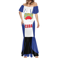 Cuba Coat of Arms Mermaid Dress Colorful Cuban Flag Shield with Red Yellow Blue Patriotic Design - Wonder Print Shop