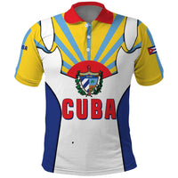 Cuba Coat of Arms Polo Shirt Colorful Cuban Flag Shield with Red Yellow Blue Patriotic Design - Wonder Print Shop