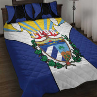 Cuba Coat of Arms Quilt Bed Set Colorful Cuban Flag Shield with Red Yellow Blue Patriotic Design - Wonder Print Shop