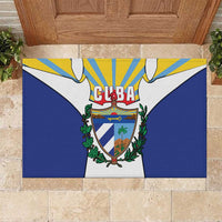 Cuba Coat of Arms Rubber Doormat Colorful Cuban Flag Shield with Red Yellow Blue Patriotic Design - Wonder Print Shop