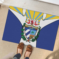 Cuba Coat of Arms Rubber Doormat Colorful Cuban Flag Shield with Red Yellow Blue Patriotic Design - Wonder Print Shop