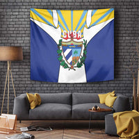 Cuba Coat of Arms Tapestry Colorful Cuban Flag Shield with Red Yellow Blue Patriotic Design - Wonder Print Shop