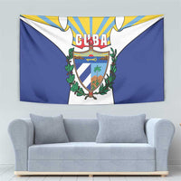 Cuba Coat of Arms Tapestry Colorful Cuban Flag Shield with Red Yellow Blue Patriotic Design - Wonder Print Shop