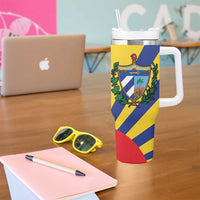 Cuba Coat of Arms Tumbler With Handle Colorful Cuban Flag Shield with Red Yellow Blue Patriotic Design - Wonder Print Shop