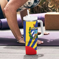 Cuba Coat of Arms Tumbler With Handle Colorful Cuban Flag Shield with Red Yellow Blue Patriotic Design - Wonder Print Shop