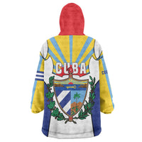 Cuba Coat of Arms Wearable Blanket Hoodie Colorful Cuban Flag Shield with Red Yellow Blue Patriotic Design - Wonder Print Shop