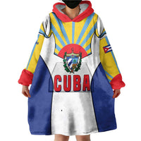 Cuba Coat of Arms Wearable Blanket Hoodie Colorful Cuban Flag Shield with Red Yellow Blue Patriotic Design - Wonder Print Shop