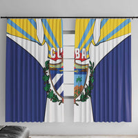 Cuba Coat of Arms Window Curtain Colorful Cuban Flag Shield with Red Yellow Blue Patriotic Design - Wonder Print Shop