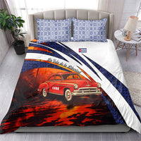 Cuba Classic Car Bedding Set La Isla de la Libertad Red Vintage Auto with Cuban Flag Design - Wonder Print Shop
