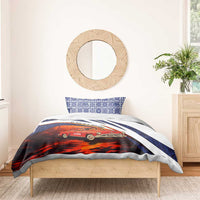 Cuba Classic Car Bedding Set La Isla de la Libertad Red Vintage Auto with Cuban Flag Design - Wonder Print Shop