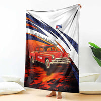 Cuba Classic Car Blanket La Isla de la Libertad Red Vintage Auto with Cuban Flag Design - Wonder Print Shop