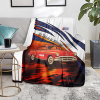 Cuba Classic Car Blanket La Isla de la Libertad Red Vintage Auto with Cuban Flag Design - Wonder Print Shop