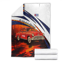 Cuba Classic Car Blanket La Isla de la Libertad Red Vintage Auto with Cuban Flag Design - Wonder Print Shop