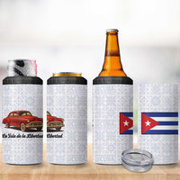 Cuba Classic Car 4 in 1 Can Cooler Tumbler La Isla de la Libertad Red Vintage Auto with Cuban Flag Design - Wonder Print Shop