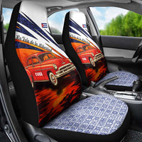 Cuba Classic Car Car Seat Cover La Isla de la Libertad Red Vintage Auto with Cuban Flag Design - Wonder Print Shop