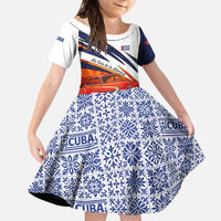 Cuba Classic Car Family Matching Short Sleeve Bodycon Dress and Hawaiian Shirt La Isla de la Libertad Red Vintage Auto with Cuban Flag Design - Wonder Print Shop