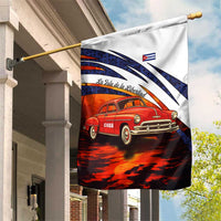 Cuba Classic Car Garden Flag La Isla de la Libertad Red Vintage Auto with Cuban Flag Design - Wonder Print Shop