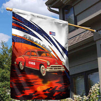 Cuba Classic Car Garden Flag La Isla de la Libertad Red Vintage Auto with Cuban Flag Design - Wonder Print Shop