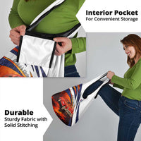 Cuba Classic Car Grocery Bag La Isla de la Libertad Red Vintage Auto with Cuban Flag Design - Wonder Print Shop