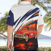 Cuba Classic Car Hawaiian Shirt La Isla de la Libertad Red Vintage Auto with Cuban Flag Design - Wonder Print Shop