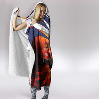 Cuba Classic Car Hooded Blanket La Isla de la Libertad Red Vintage Auto with Cuban Flag Design - Wonder Print Shop