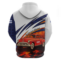 Cuba Classic Car Hoodie La Isla de la Libertad Red Vintage Auto with Cuban Flag Design - Wonder Print Shop