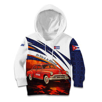 Cuba Classic Car Kid Hoodie La Isla de la Libertad Red Vintage Auto with Cuban Flag Design - Wonder Print Shop