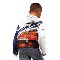Cuba Classic Car Kid Hoodie La Isla de la Libertad Red Vintage Auto with Cuban Flag Design - Wonder Print Shop