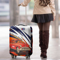 Cuba Classic Car Luggage Cover La Isla de la Libertad Red Vintage Auto with Cuban Flag Design - Wonder Print Shop