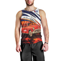 Cuba Classic Car Men Tank Top La Isla de la Libertad Red Vintage Auto with Cuban Flag Design - Wonder Print Shop