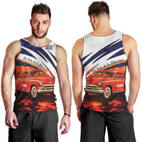 Cuba Classic Car Men Tank Top La Isla de la Libertad Red Vintage Auto with Cuban Flag Design - Wonder Print Shop