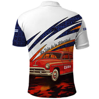 Cuba Classic Car Polo Shirt La Isla de la Libertad Red Vintage Auto with Cuban Flag Design - Wonder Print Shop