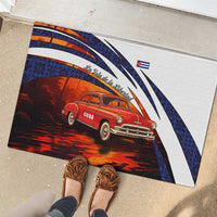 Cuba Classic Car Rubber Doormat La Isla de la Libertad Red Vintage Auto with Cuban Flag Design - Wonder Print Shop