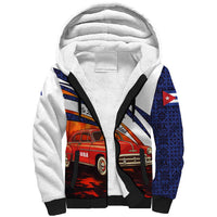 Cuba Classic Car Sherpa Hoodie La Isla de la Libertad Red Vintage Auto with Cuban Flag Design - Wonder Print Shop