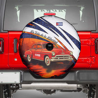 Cuba Classic Car Spare Tire Cover La Isla de la Libertad Red Vintage Auto with Cuban Flag Design - Wonder Print Shop