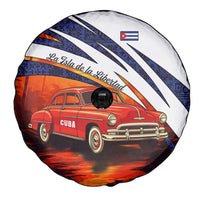 Cuba Classic Car Spare Tire Cover La Isla de la Libertad Red Vintage Auto with Cuban Flag Design - Wonder Print Shop