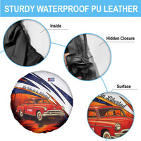 Cuba Classic Car Spare Tire Cover La Isla de la Libertad Red Vintage Auto with Cuban Flag Design - Wonder Print Shop