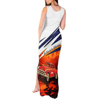 Cuba Classic Car Tank Maxi Dress La Isla de la Libertad Red Vintage Auto with Cuban Flag Design - Wonder Print Shop