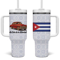 Cuba Classic Car Tumbler With Handle La Isla de la Libertad Red Vintage Auto with Cuban Flag Design - Wonder Print Shop
