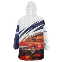 Cuba Classic Car Wearable Blanket Hoodie La Isla de la Libertad Red Vintage Auto with Cuban Flag Design - Wonder Print Shop