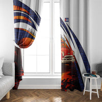 Cuba Classic Car Window Curtain La Isla de la Libertad Red Vintage Auto with Cuban Flag Design - Wonder Print Shop