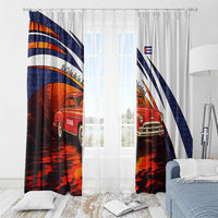Cuba Classic Car Window Curtain La Isla de la Libertad Red Vintage Auto with Cuban Flag Design - Wonder Print Shop