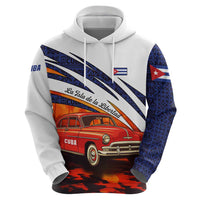 Cuba Classic Car Zip Hoodie La Isla de la Libertad Red Vintage Auto with Cuban Flag Design - Wonder Print Shop