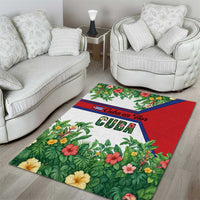 Cuba Floral Area Rug Tropical Flower Design with Cuban Flag and Cuba en Flor Script - Wonder Print Shop