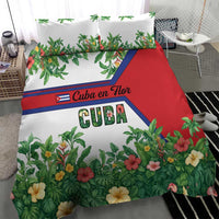 Cuba Floral Bedding Set Tropical Flower Design with Cuban Flag and Cuba en Flor Script - Wonder Print Shop