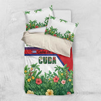 Cuba Floral Bedding Set Tropical Flower Design with Cuban Flag and Cuba en Flor Script - Wonder Print Shop